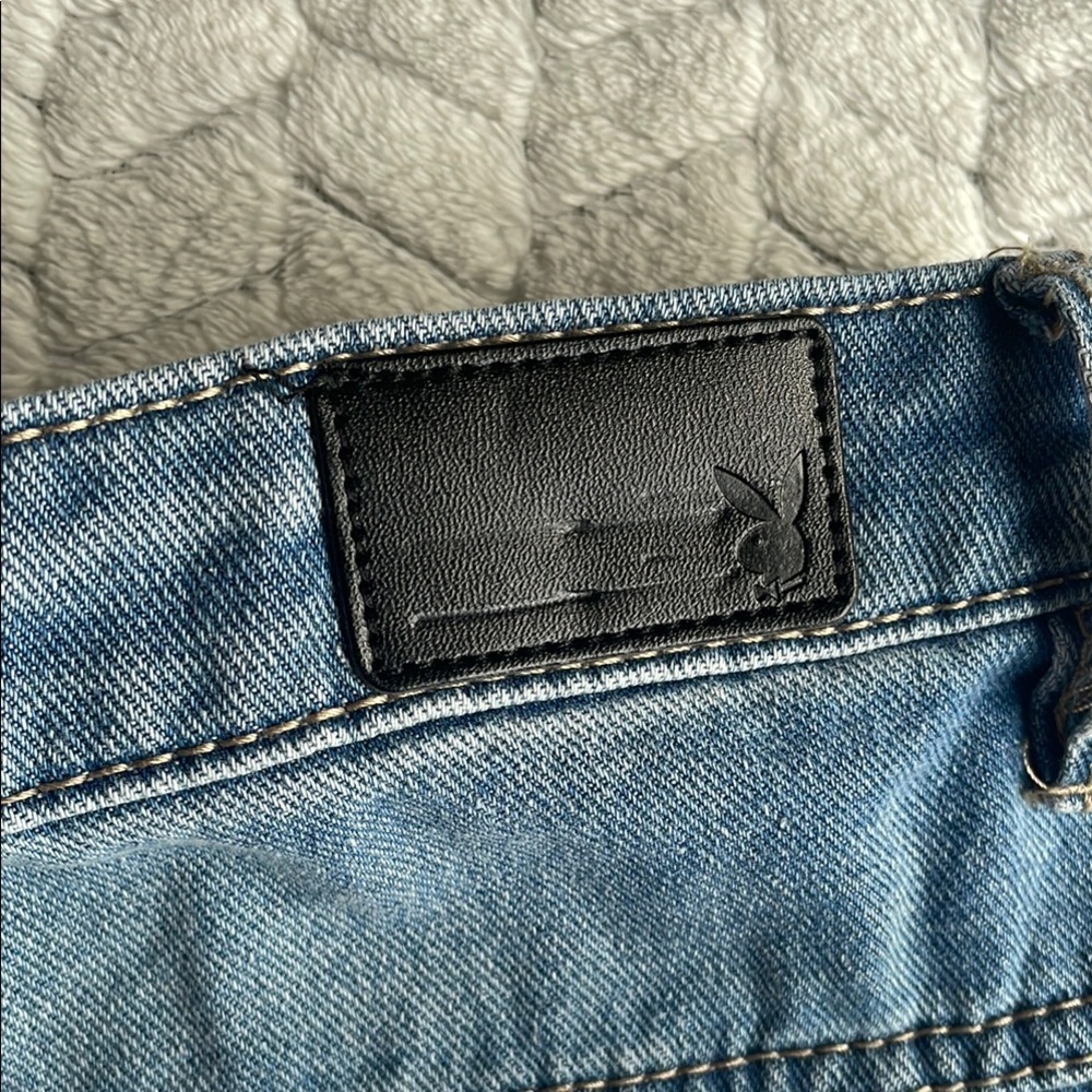 Playboy Women's Blue Graphic Baggy Jeans Sz 9 - Picture 11 of 12